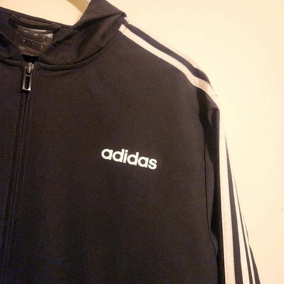 Adidas | Men's Essentials Black Windbreaker Hooded Track Jacket (Size Large) - Picture 5 of 15